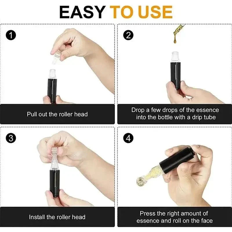 3-in-1 Lip & Beard Growth Roller with Serum - Microneedling Roller for Fuller Lips & Beard