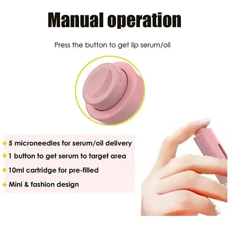 3-in-1 Lip & Beard Growth Roller with Serum - Microneedling Roller for Fuller Lips & Beard