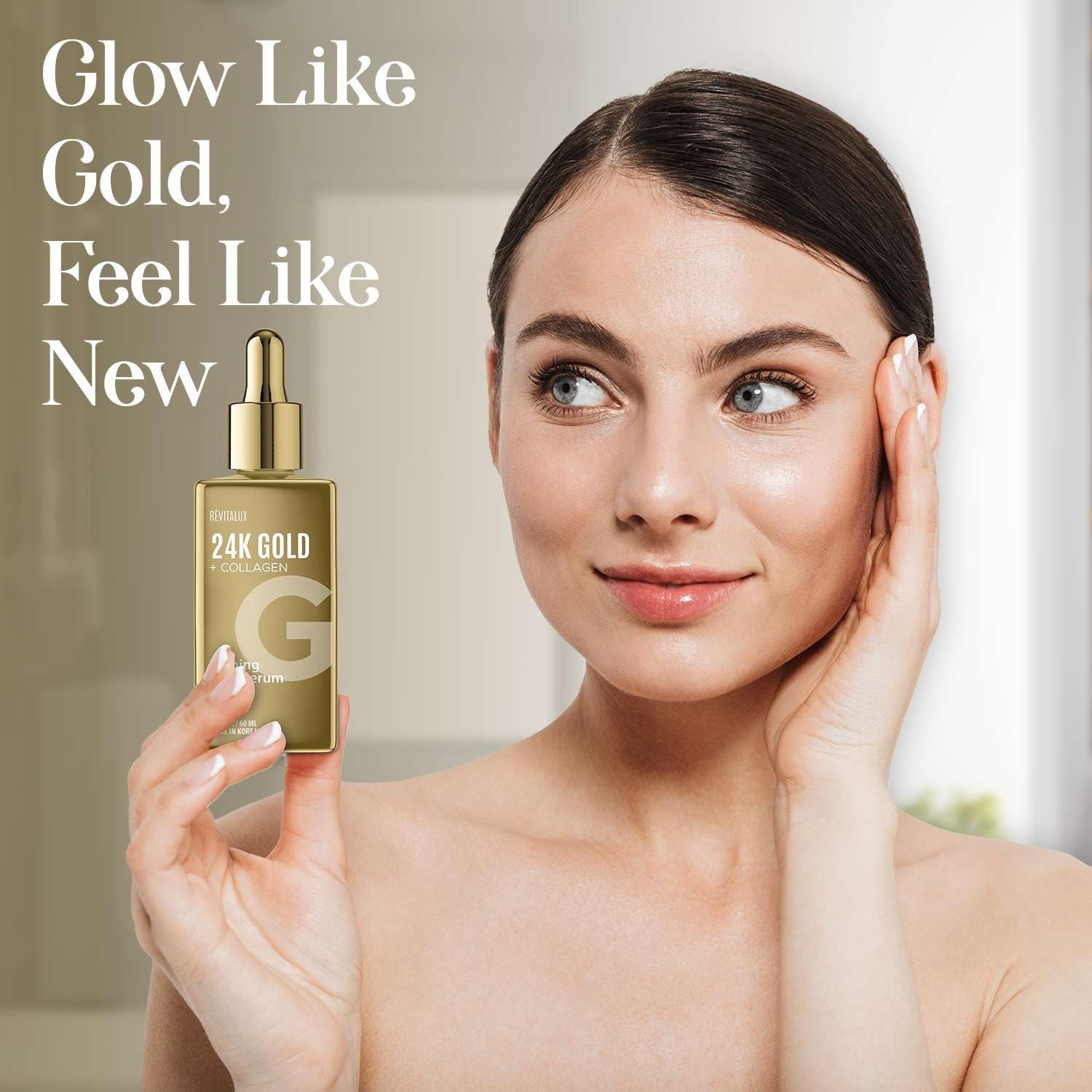 RevitaLux 24K Gold + Collagen Firming Face Serum 60 ml | Hydrates, Firms & Brightens with Korean Skincare Excellence