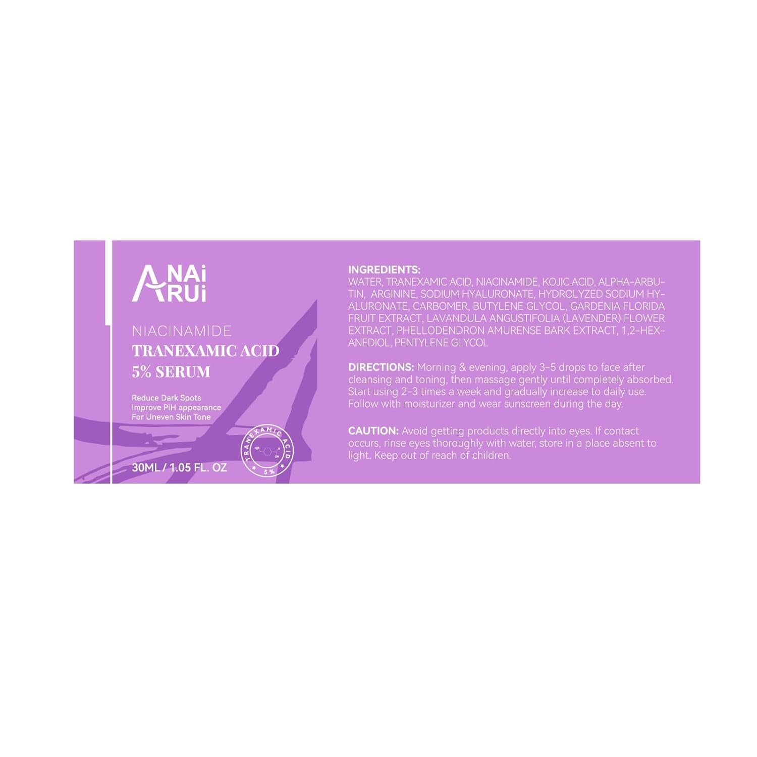 ANAI RUI 5% Tranexamic Acid + Niacinamide Serum 30ml | Dark Spot Corrector & Brightening Treatment for Uneven Skin Tone