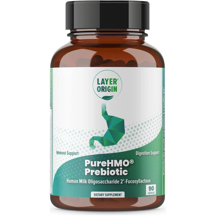Layer Origin PureHMO Prebiotic – 90 Capsules, 30-Day Supply | Gut, Immune & Cognitive Health Support with 98% Pure 2’-FL