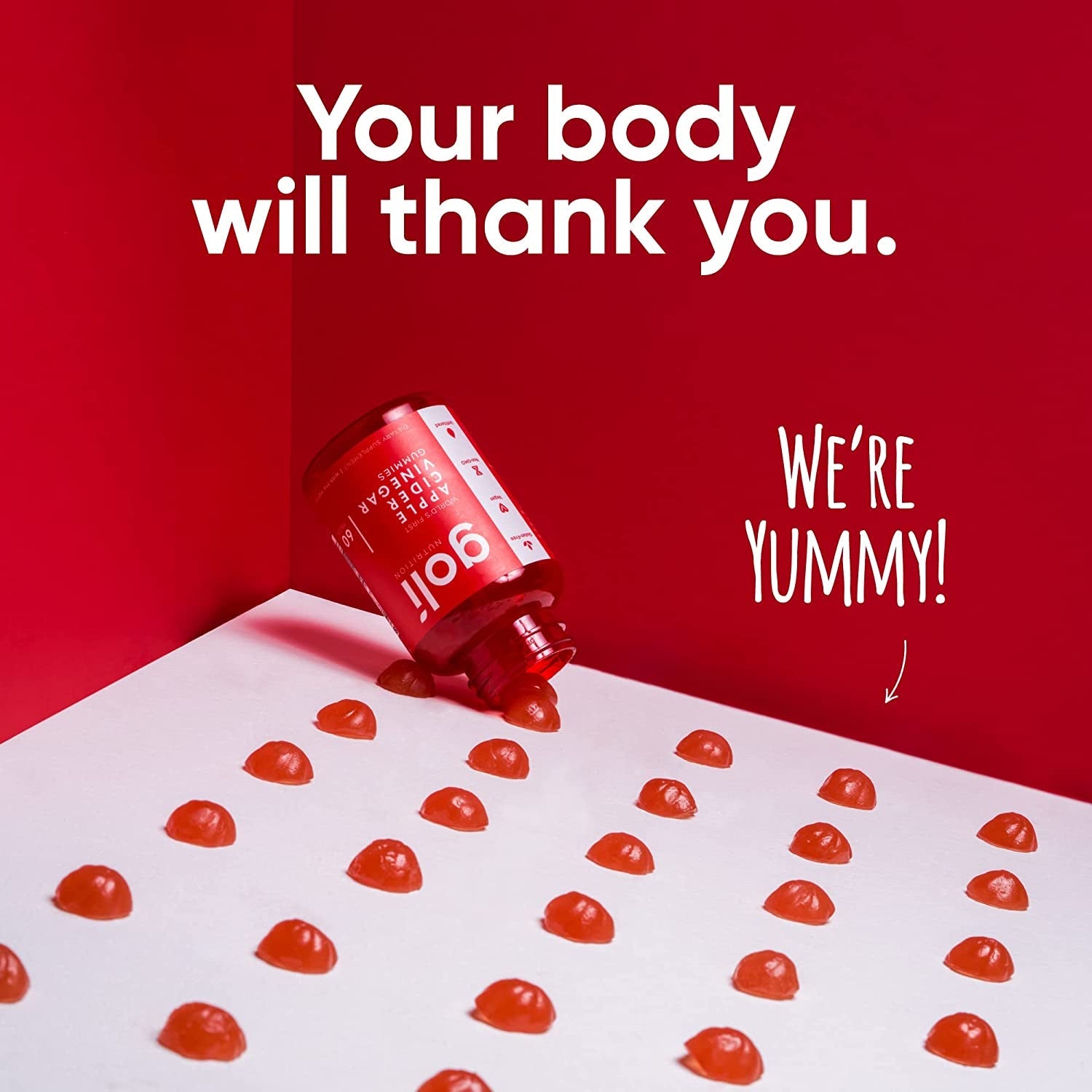 Goli Apple Cider Vinegar Gummies 60 Gummies | Digestive Health & Energy Support with Vitamin B12