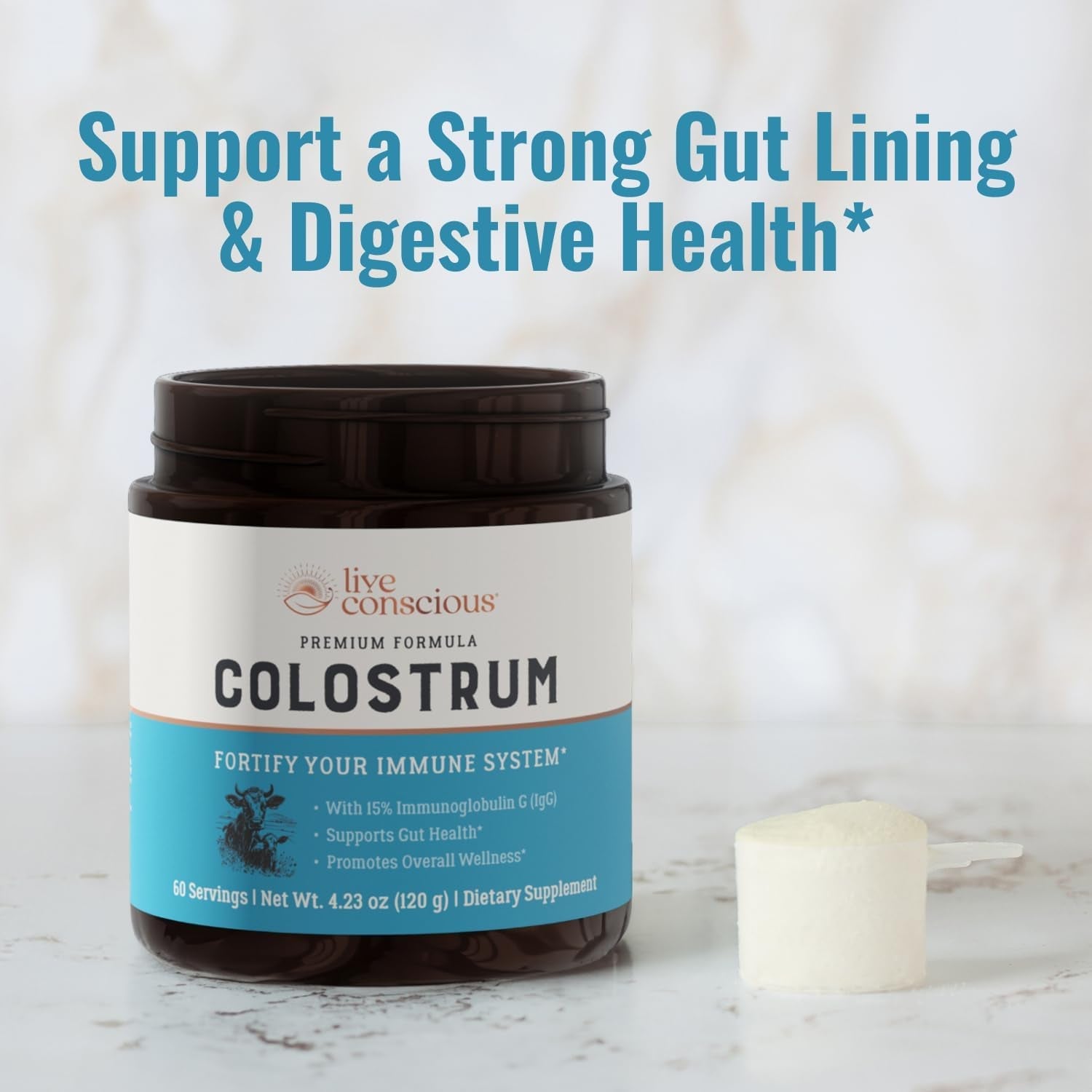 Live Conscious Colostrum Powder 120g | Immune & Gut Health Support | 60 Servings