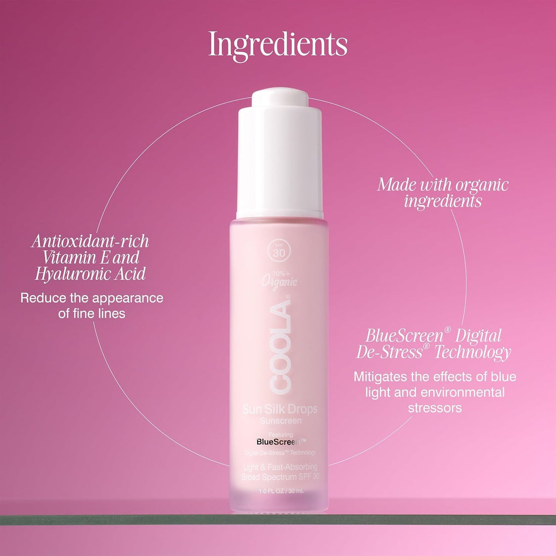 COOLA Sun Silk Drops Sunscreen 30ml | Daily SPF 30 + Blue Light & Pollution Defense