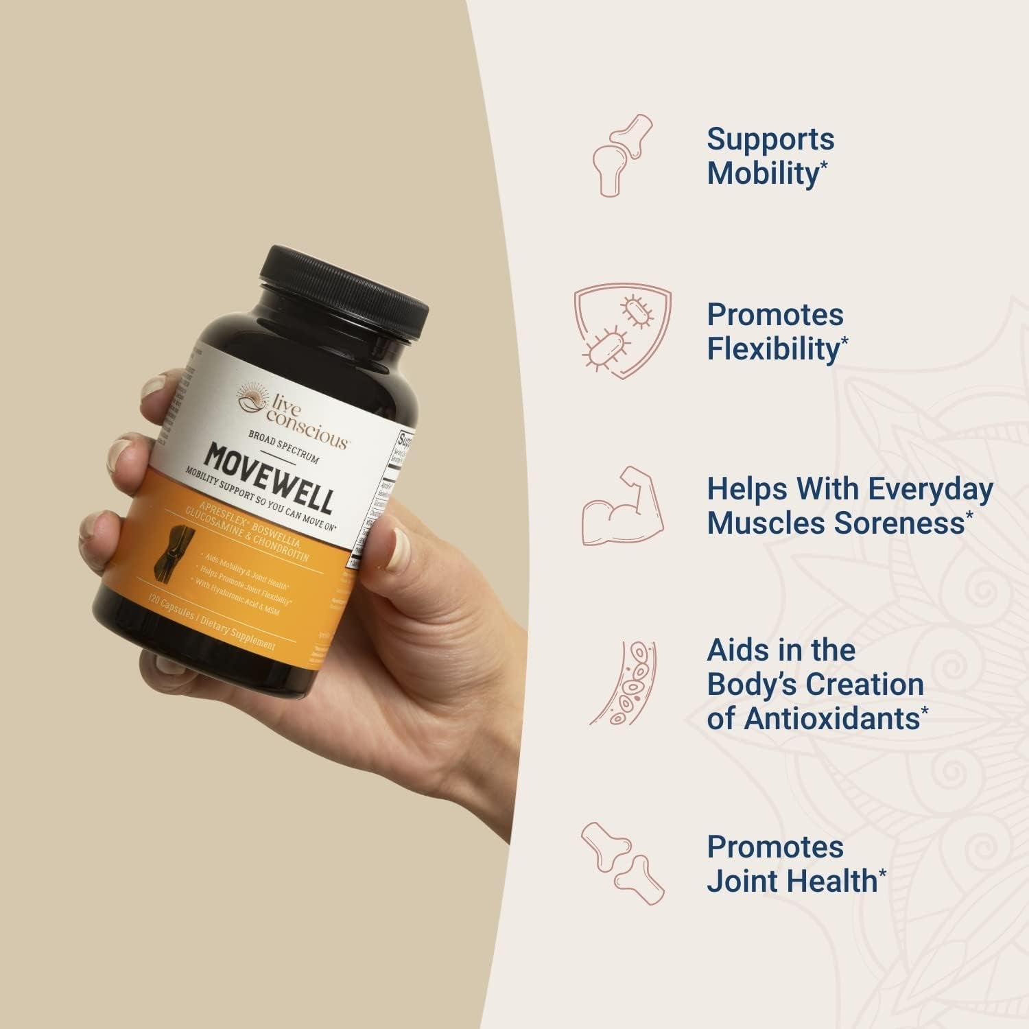 Live Conscious MoveWell 120 Capsules | Joint Mobility, Flexibility & Comfort Support