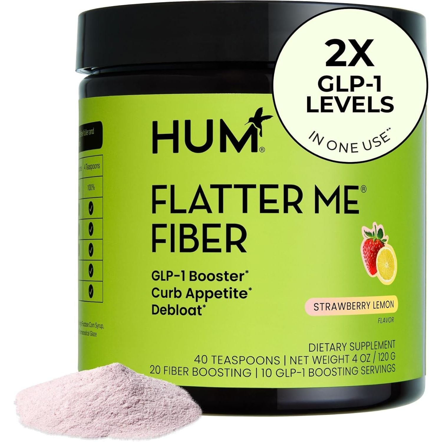 HUM Flatter Me Fiber 120g | Advanced Fiber & Enzyme Blend for Bloating Relief, Satiety & Healthy Weight Management