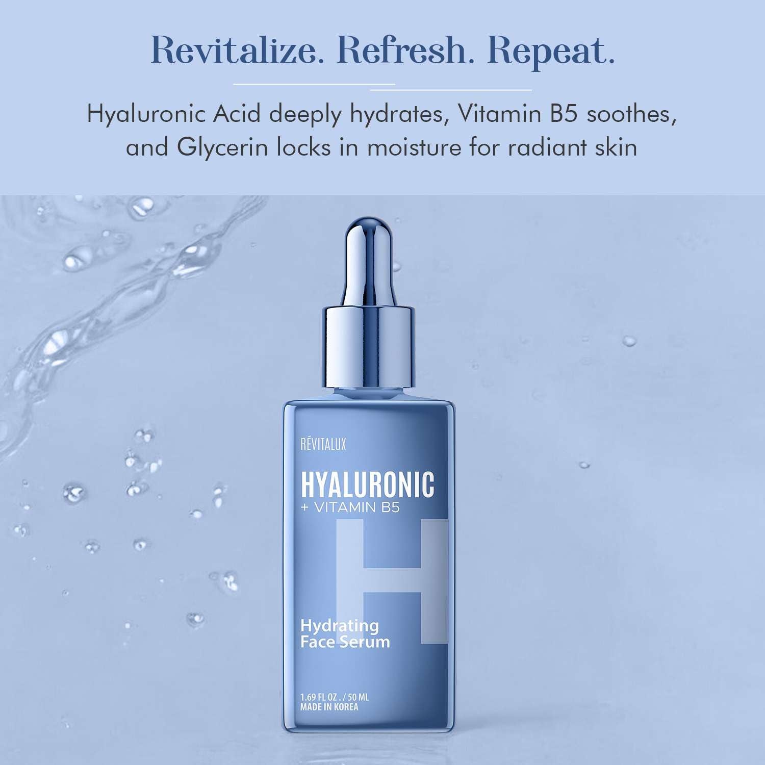 RevitaLux Hyaluronic Acid + Vitamin B5 Hydrating Face Serum 50 ml | Deep Hydration & Skin Smoothing Formula