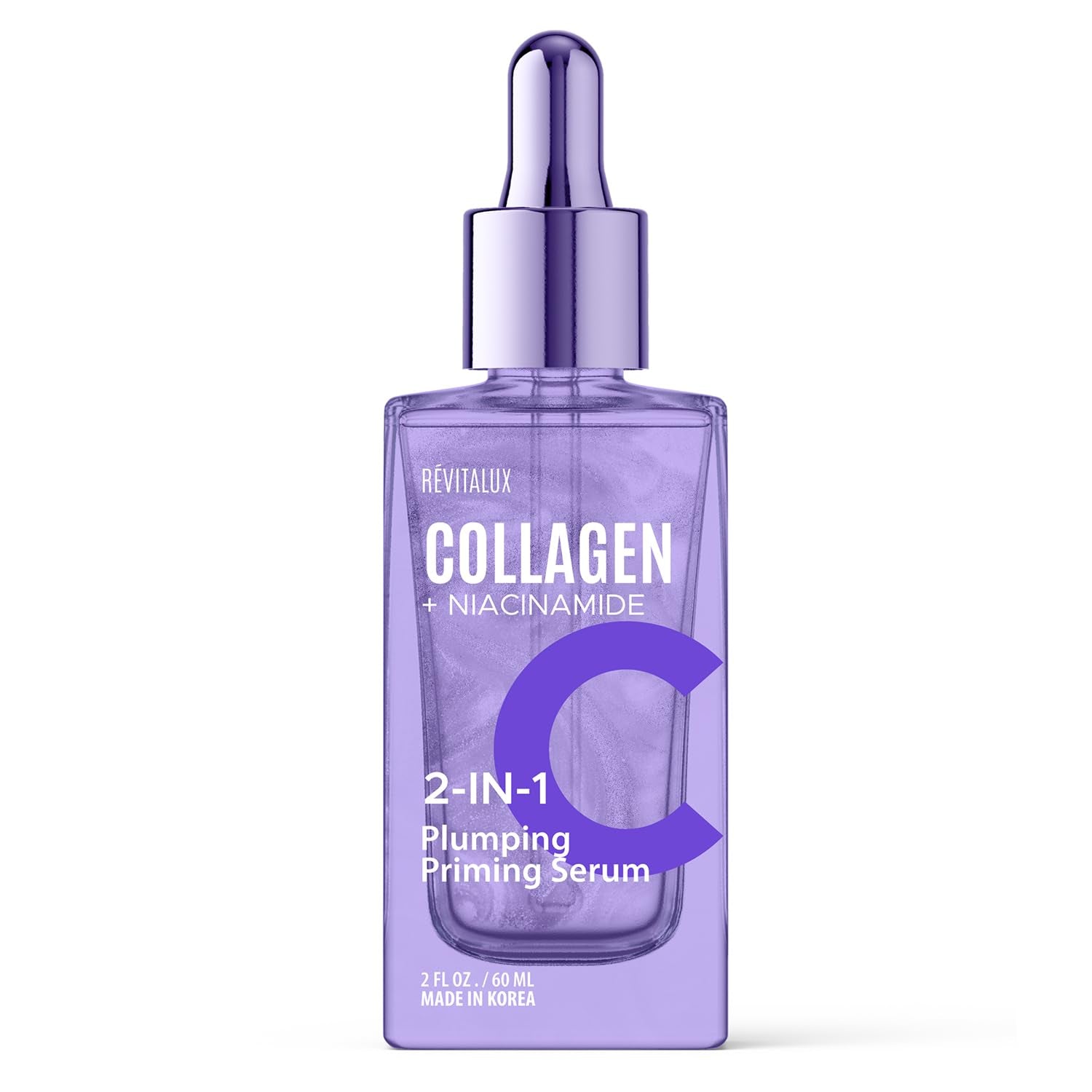 RevitaLux Collagen & Niacinamide 2-In-1 Plumping Priming Serum & 2 fl. oz Hydrating & Firming Korean Skincare for Radiant, Youthful Skin