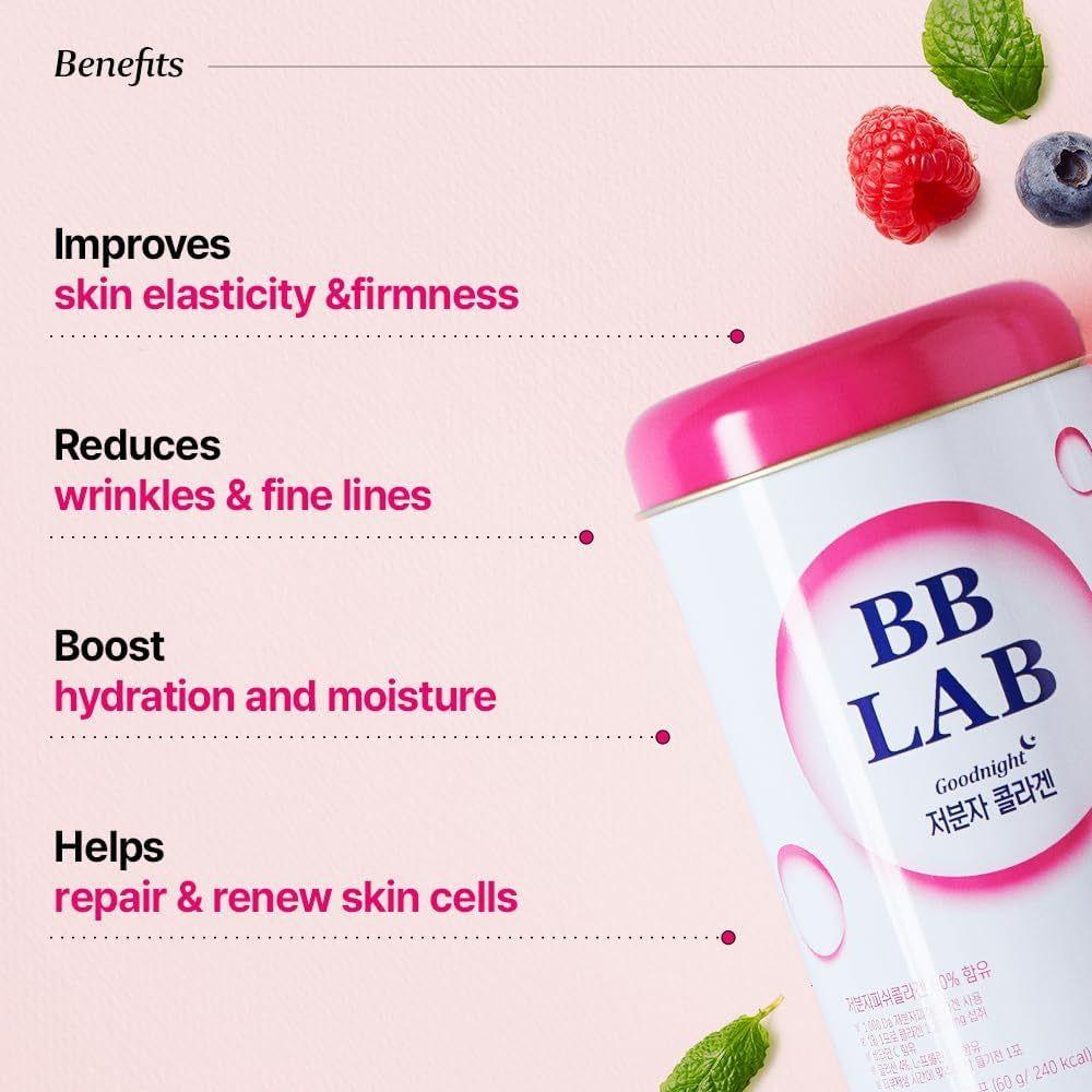BB LAB Goodnight Low Molecular Collagen - 30 Sticks | Nighttime Skin Renewal with Halal-Certified Collagen