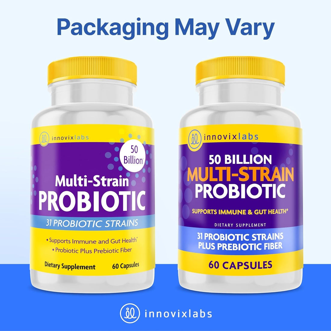 InnovixLabs Multi-Strain Probiotics 60 Capsules 50 Billion CFU | 31 Strains + Prebiotics | Gut Health, Digestion & Immunity for Women & Men
