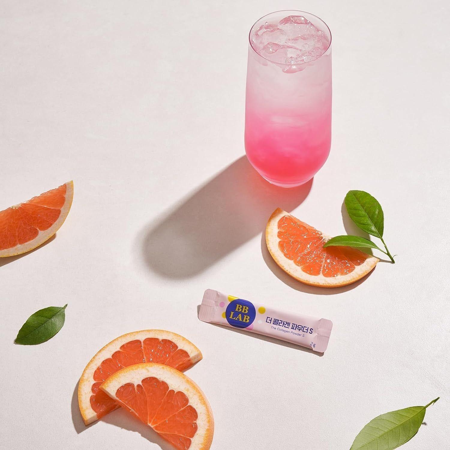 BB LAB The Collagen Powder S Plus - Grapefruit Flavor (30 Sticks) | Halal-Certified, Low-Molecular Marine Collagen for Radiant Skin