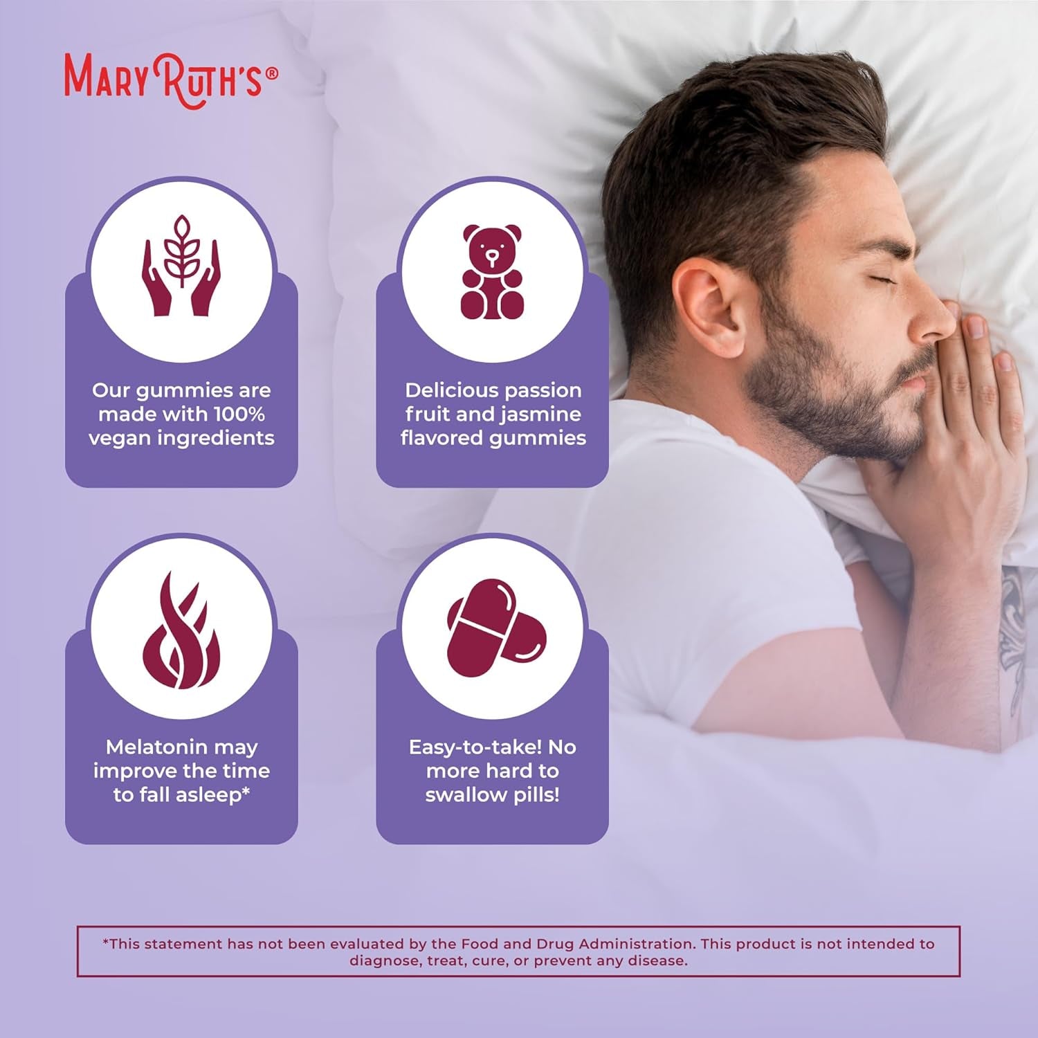 MaryRuth Organics Sleep Gummies  60  Gummies | Vegan Melatonin with L-Theanine & Lemon Balm for Restful Sleep