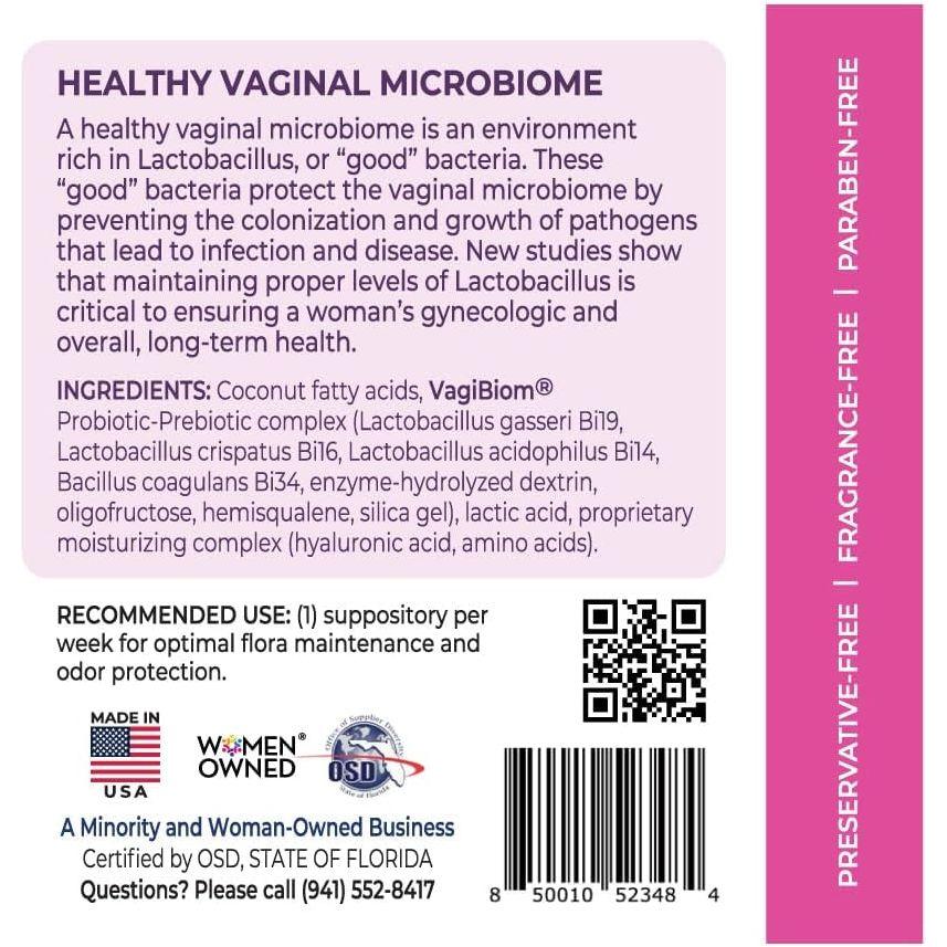 VagiBiom Vaginal Health Suppositories - 2 Suppositories (Travel Pack) | Probiotic pH Balance & Odor Control