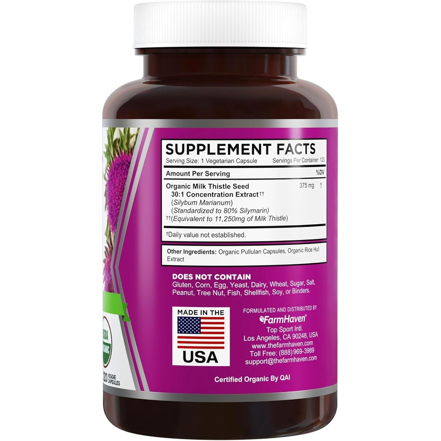 FarmHaven Organic Milk Thistle – 120 Capsules | 11,250mg Equivalent for Liver, Skin & Immune Support