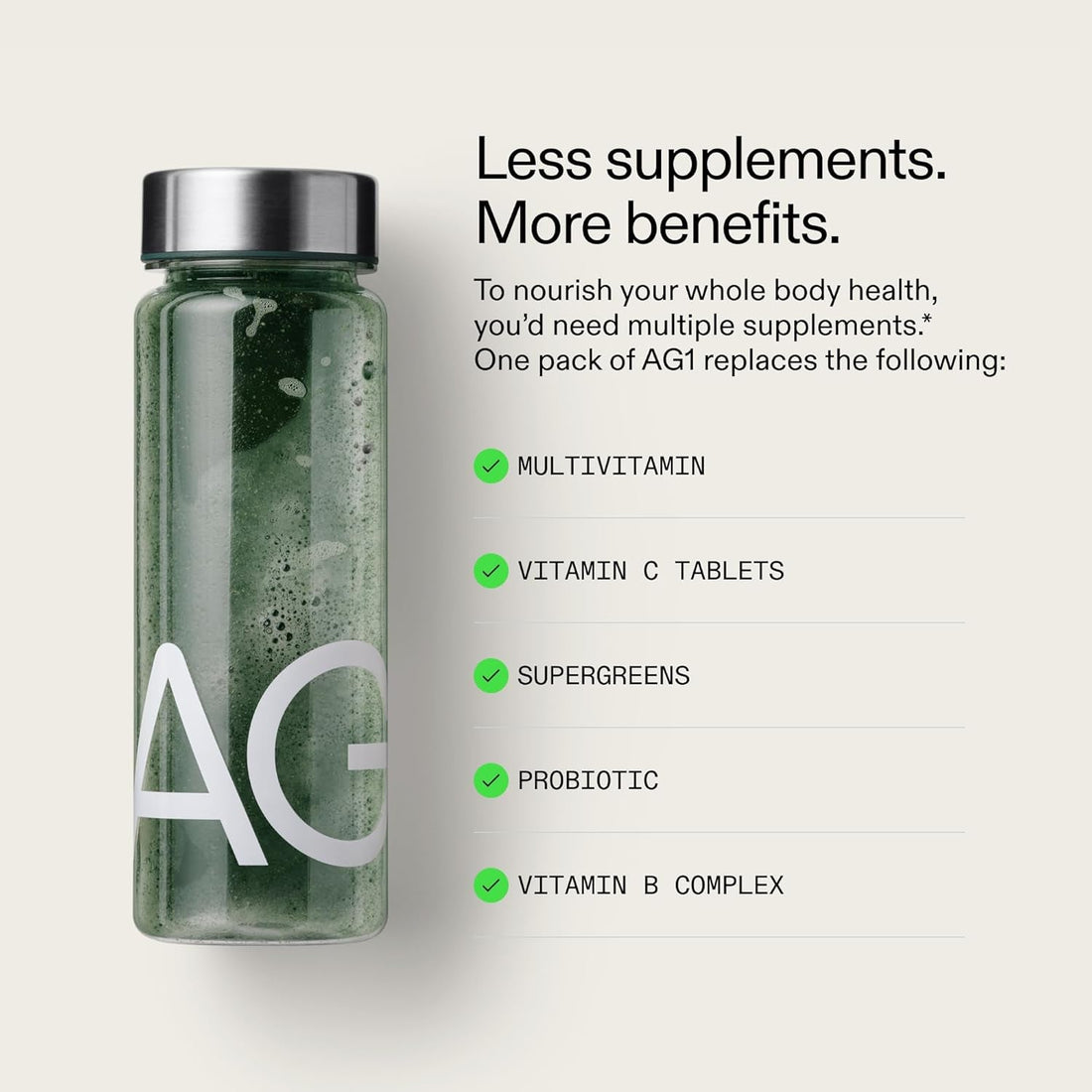 AG1 Greens Powder Refill Pouch – 360g, 30-Day Supply | All-in-One Daily Nutrition & Gut Health Support