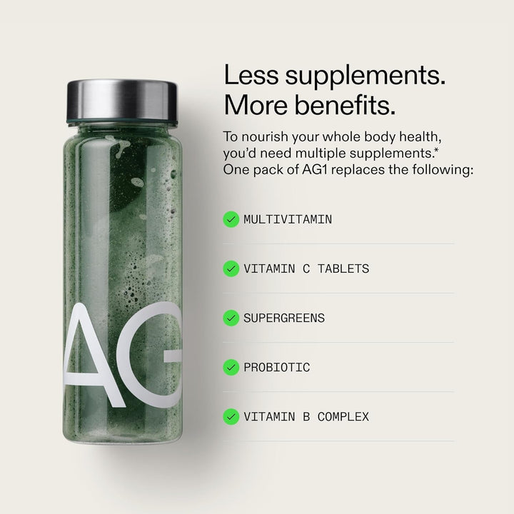 AG1 Greens Powder Refill Pouch – 360g, 30-Day Supply | All-in-One Daily Nutrition & Gut Health Support