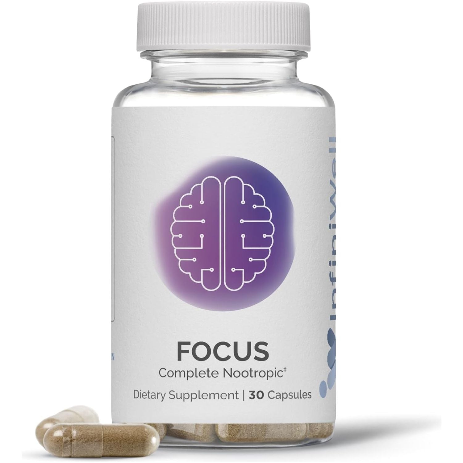 InfiniWell Focus Complete Nootropic 30 Capsules | Boost Memory, Mental Clarity & Eye Health