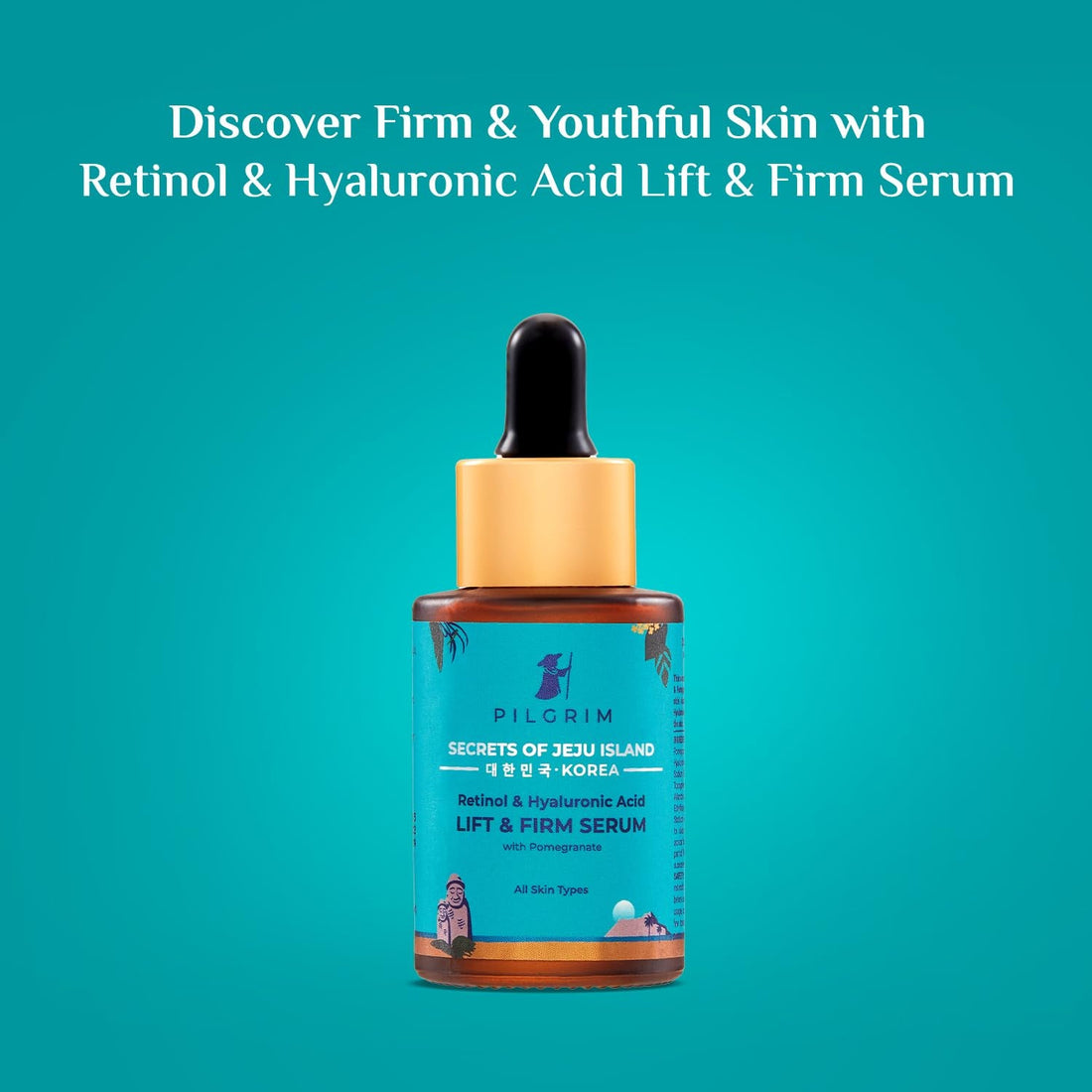 PILGRIM Korea Retinol & Hyaluronic Acid Lift & Firm Serum – 30mL | The Dual-Action Youth Elixir for Smooth Plump & Lifted Skin