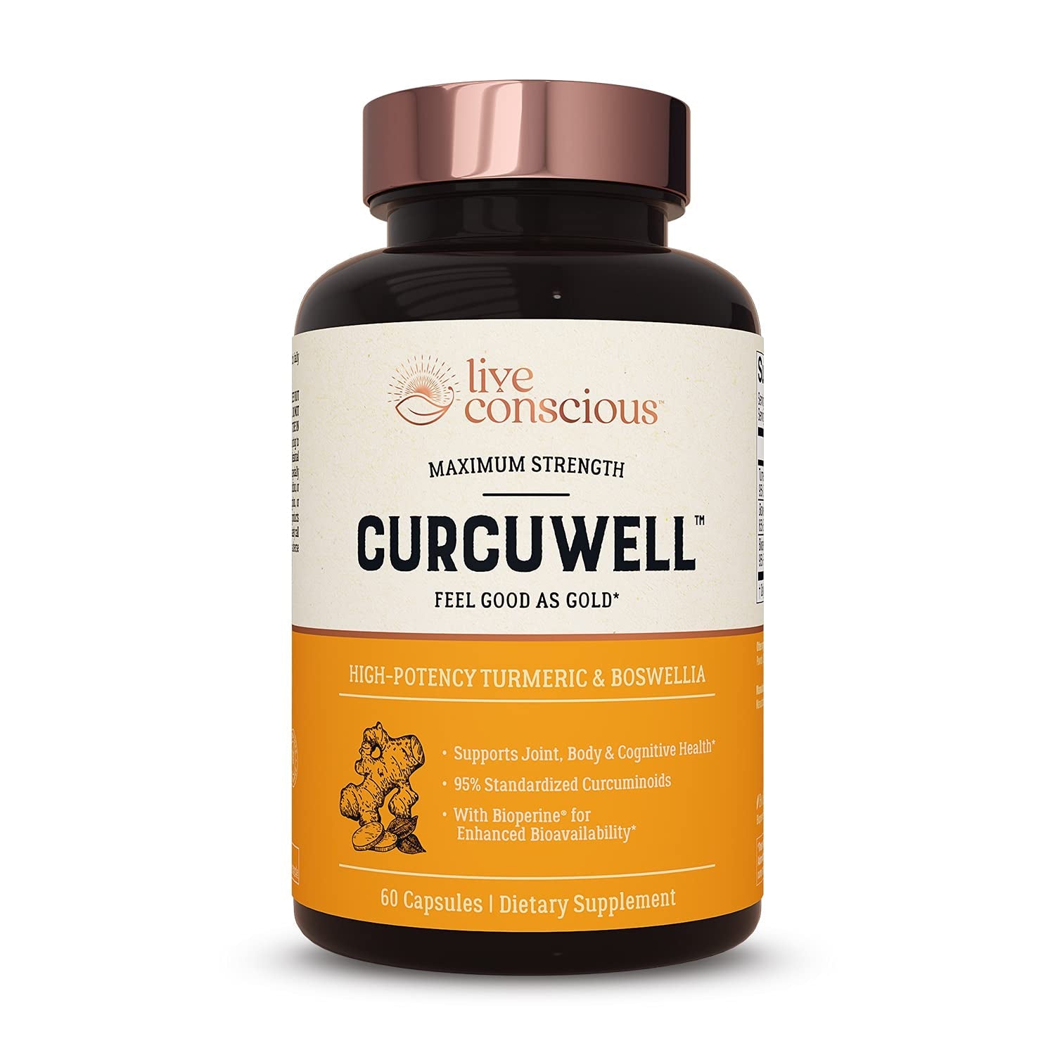 Live Conscious CURCUWELL 30 Capsules | Advanced Turmeric & Boswellia Supplement for Joint, Heart & Immune Support