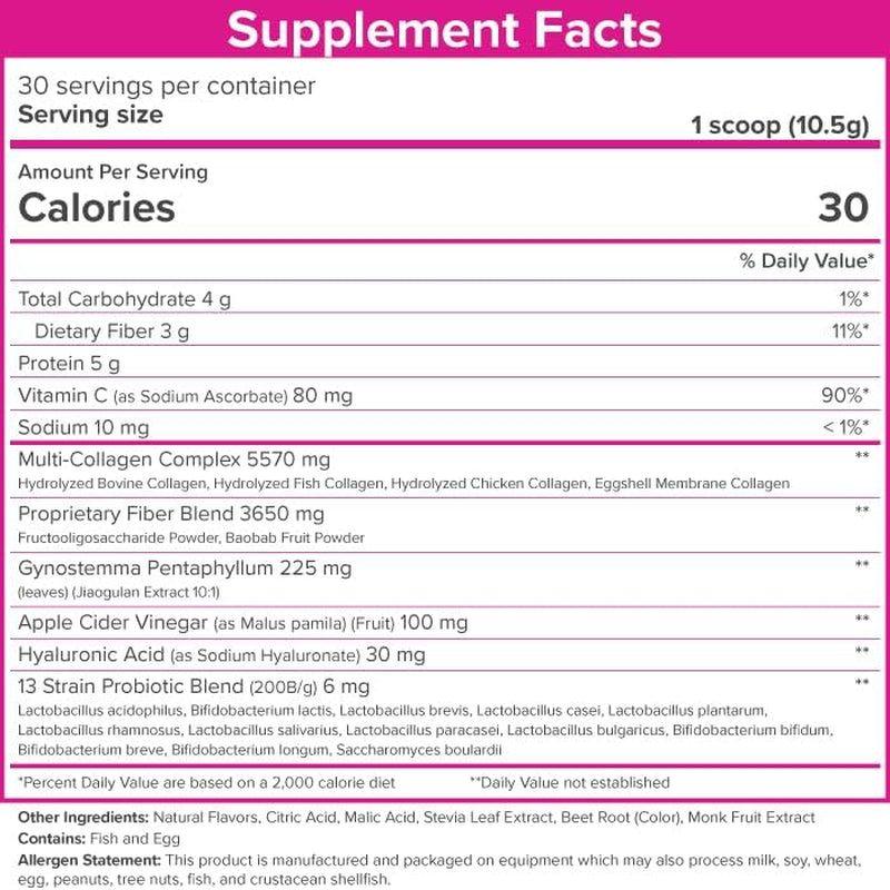 SkinnyFit Super Youth Multi-Collagen Peptides - Tropical Punch Flavor (313g) | 5 Collagen Types + Probiotics for Beauty & Wellness