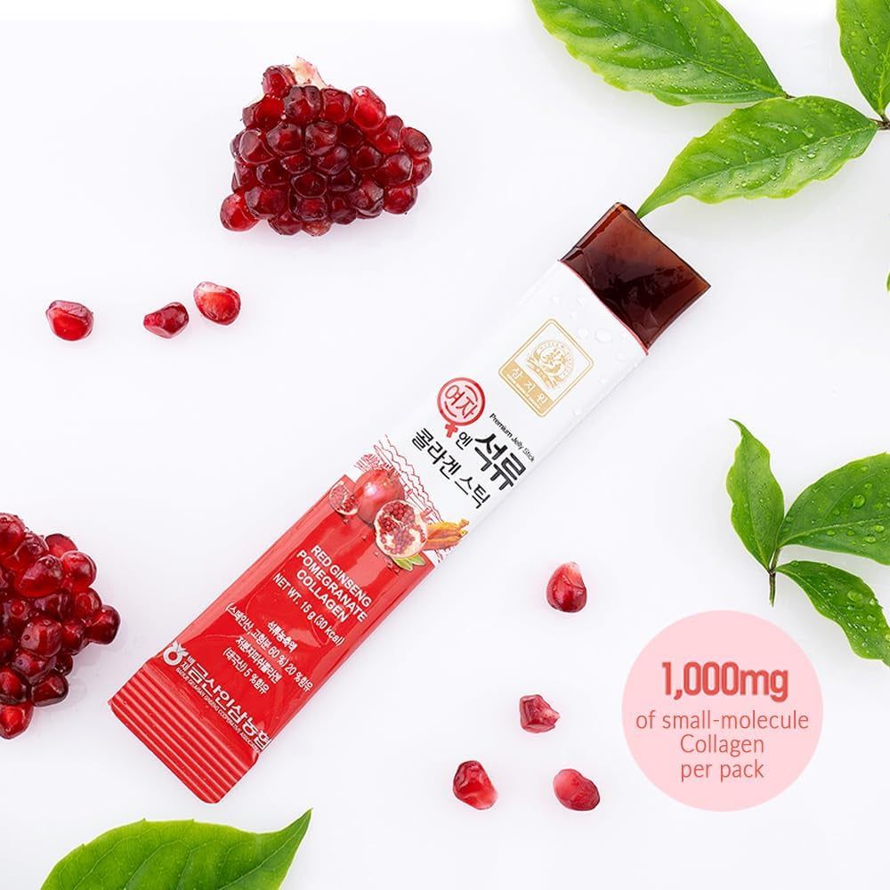 Vtelor Pomegranate Collagen Jelly Stick - 30 Sticks (5 Packs) | Skin, Hair & Nail Support