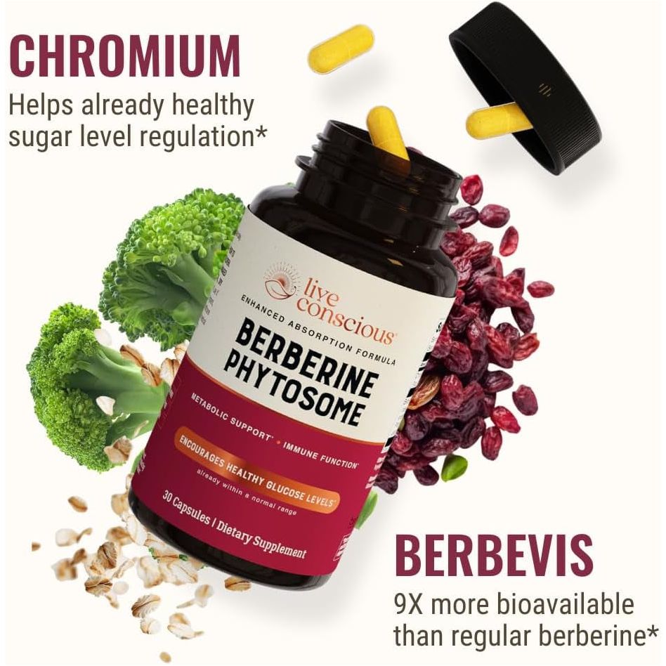 Live Conscious Berberine Phytosome 30 Capsules | 9 x Better Absorption Experience a revolutionary leap in metabolic support.