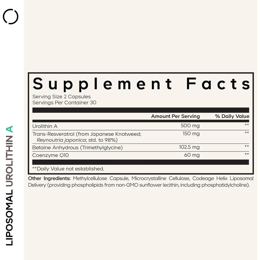 Codeage Liposomal Urolithin A - 60 Capsules | Cellular Energy + Longevity Support with Resveratrol & CoQ10