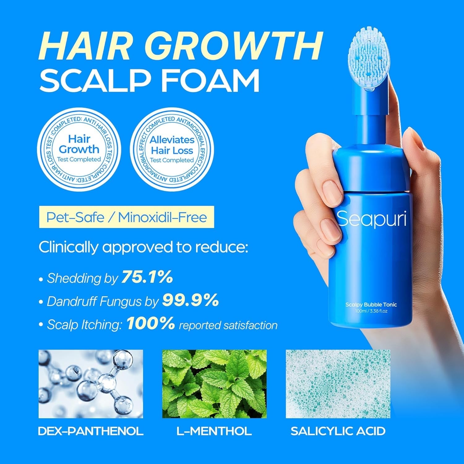 Seapuri Scalpy Bubble Tonic – 100ml | Reduces Hair Shedding, Dandruff & Boosts Root Volume