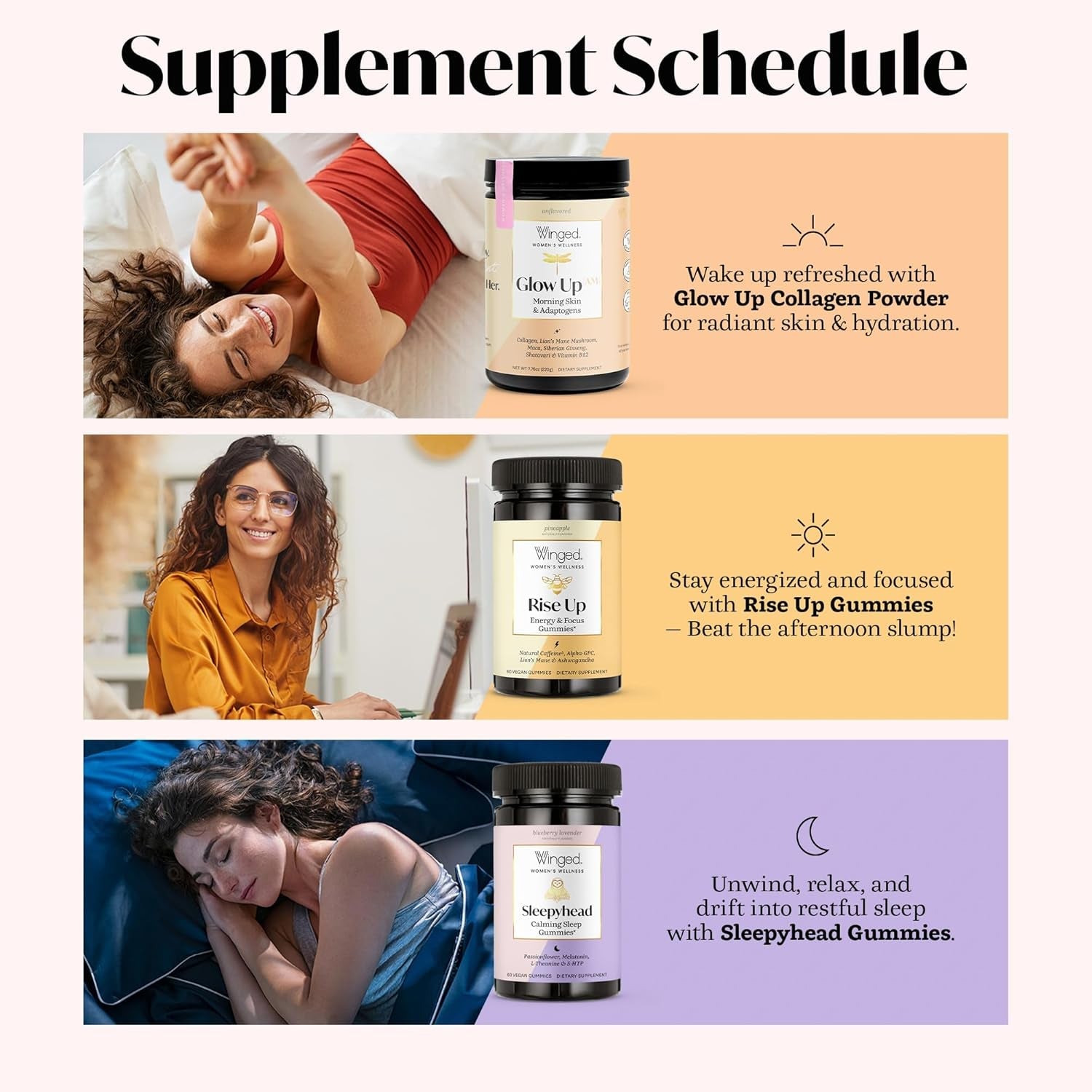 Winged Wellness Sleepyhead Calming Sleep Gummies for Women Blueberry Lavender 60 Gummies | Natural Melatonin & Herbal Support