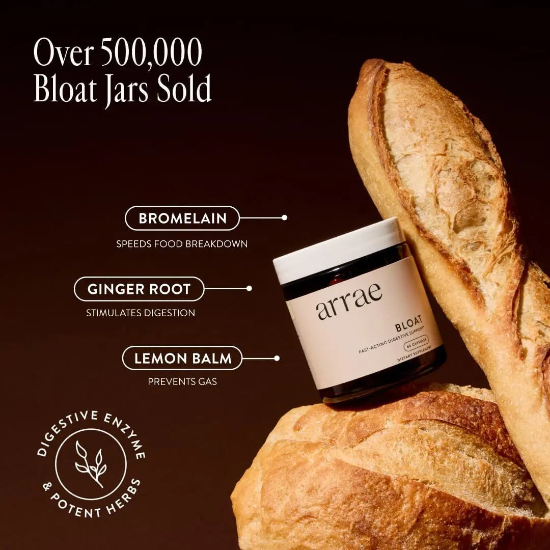 Arrae Bloat Fast-Acting Digestive Support – 60 Capsules | Natural Relief from Bloating, Gas & IBS Symptoms