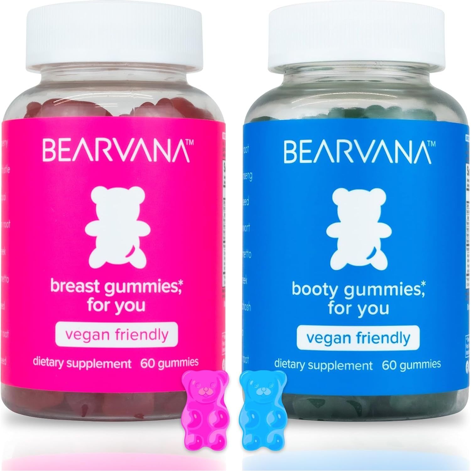 BEARVANA Top Support & Peach Support Combo Pack Gummies for Women | 9 Herbal Extracts + Essential Vitamins | Berry Flavour 60 Gummies