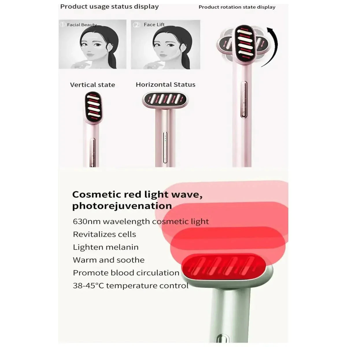 5-in-1 Skincare Wand Tool Red & Blue Light Therapy