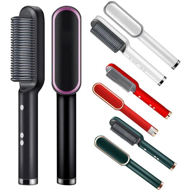 5-Setting PTC Electric Hair Straightening Brush | Fast, Frizz-Free Styling for Sleek, Shiny Hair
