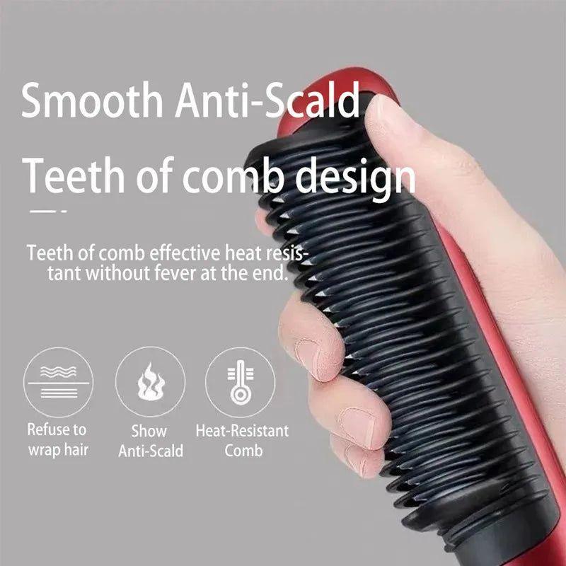 5-Setting PTC Electric Hair Straightening Brush | Fast, Frizz-Free Styling for Sleek, Shiny Hair