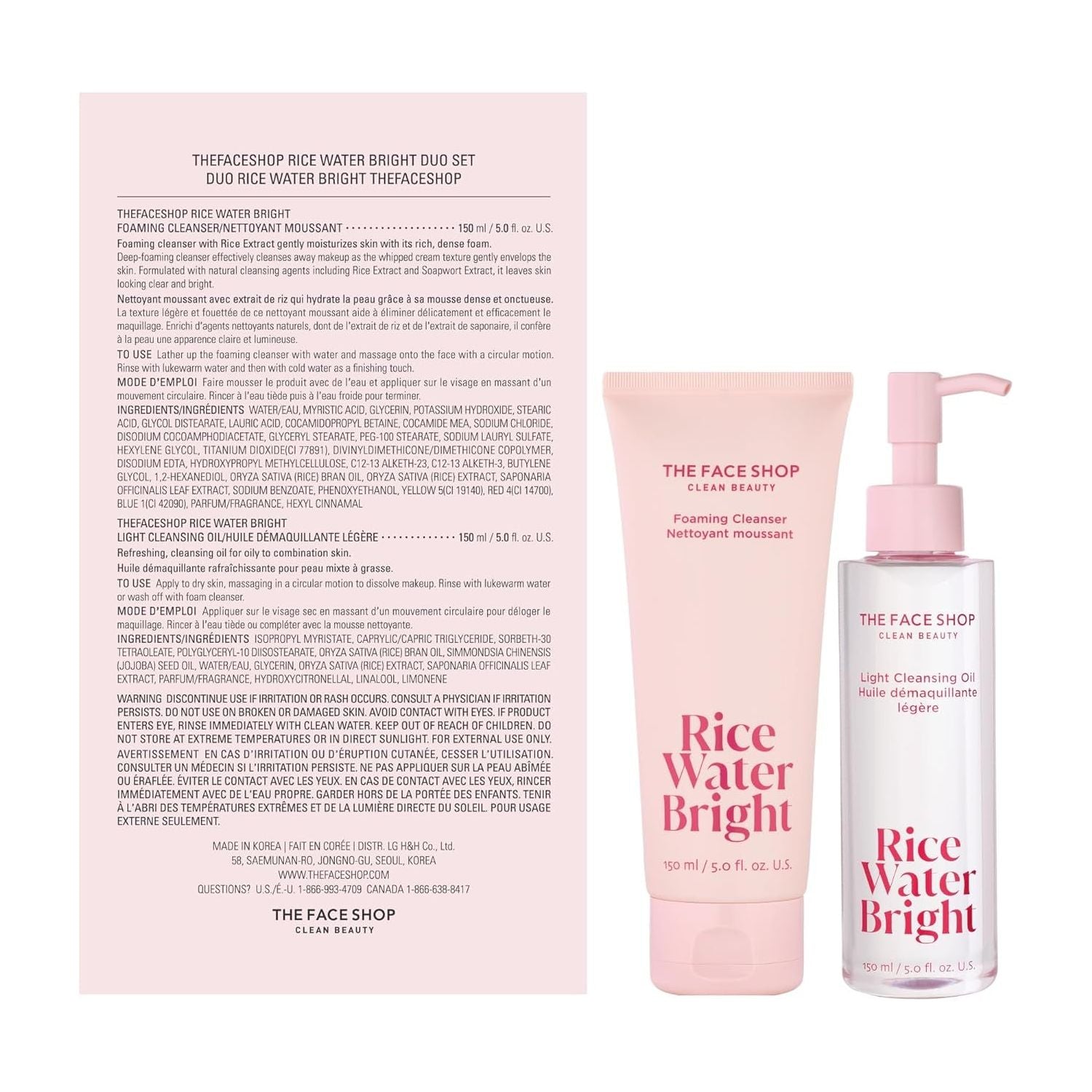 The Face Shop Rice Water Bright Duo Set | Gentle & Brightening Double Cleansing