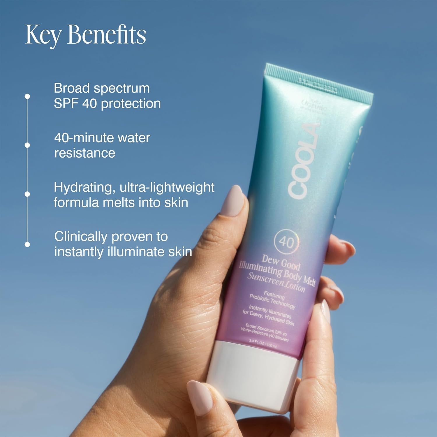 COOLA Dew Good Illuminating Body Melt SPF 40 147ml | Glowing Hydration Meets High SPF Protection
