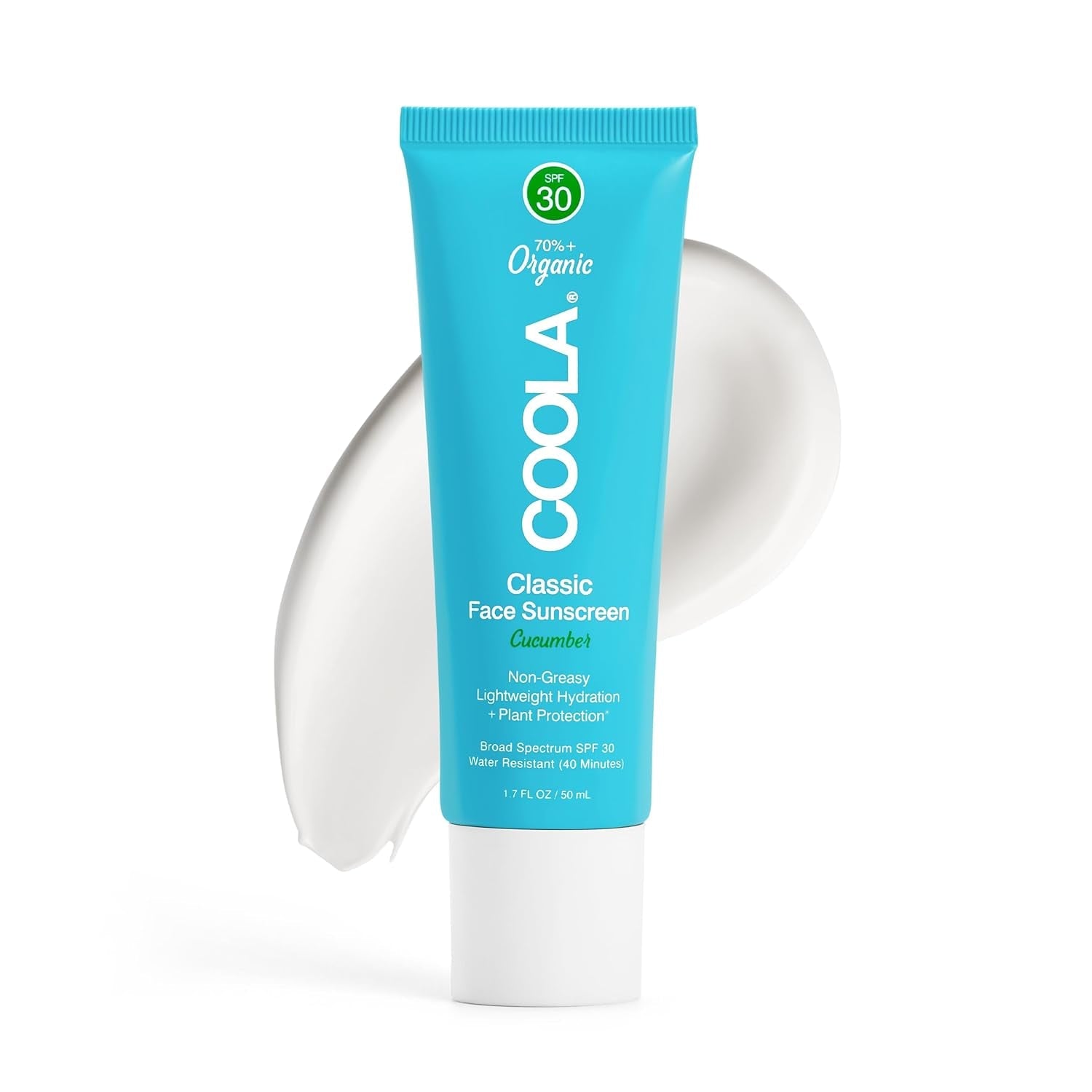 COOLA Classic Face Sunscreen SPF 30 Cucumber 50ml | Organic Daily Moisturiser with SPF &amp; Antioxidant Protection