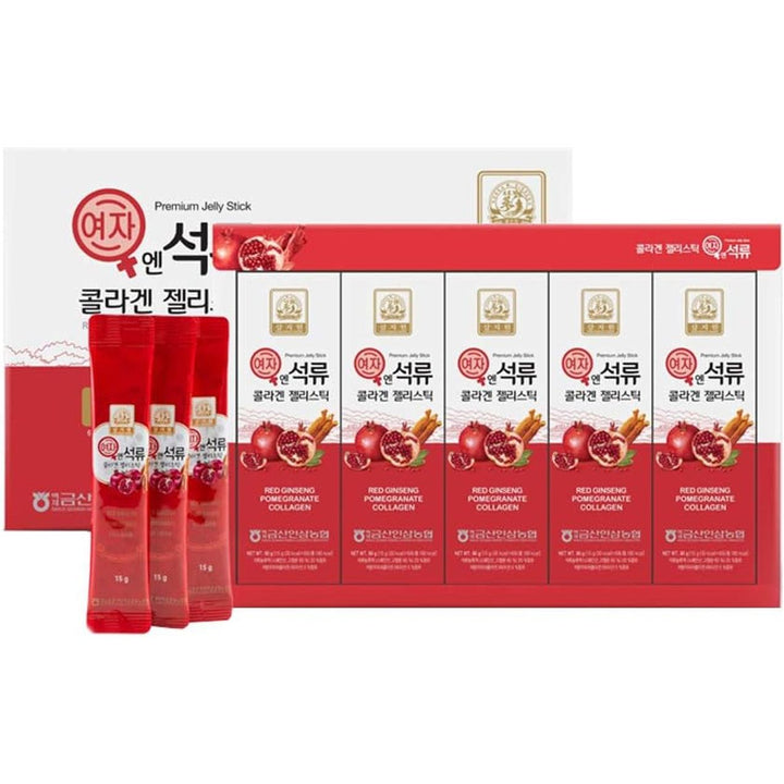 Vtelor Pomegranate Collagen Jelly Stick - 30 Sticks (5 Packs) | Skin, Hair & Nail Support