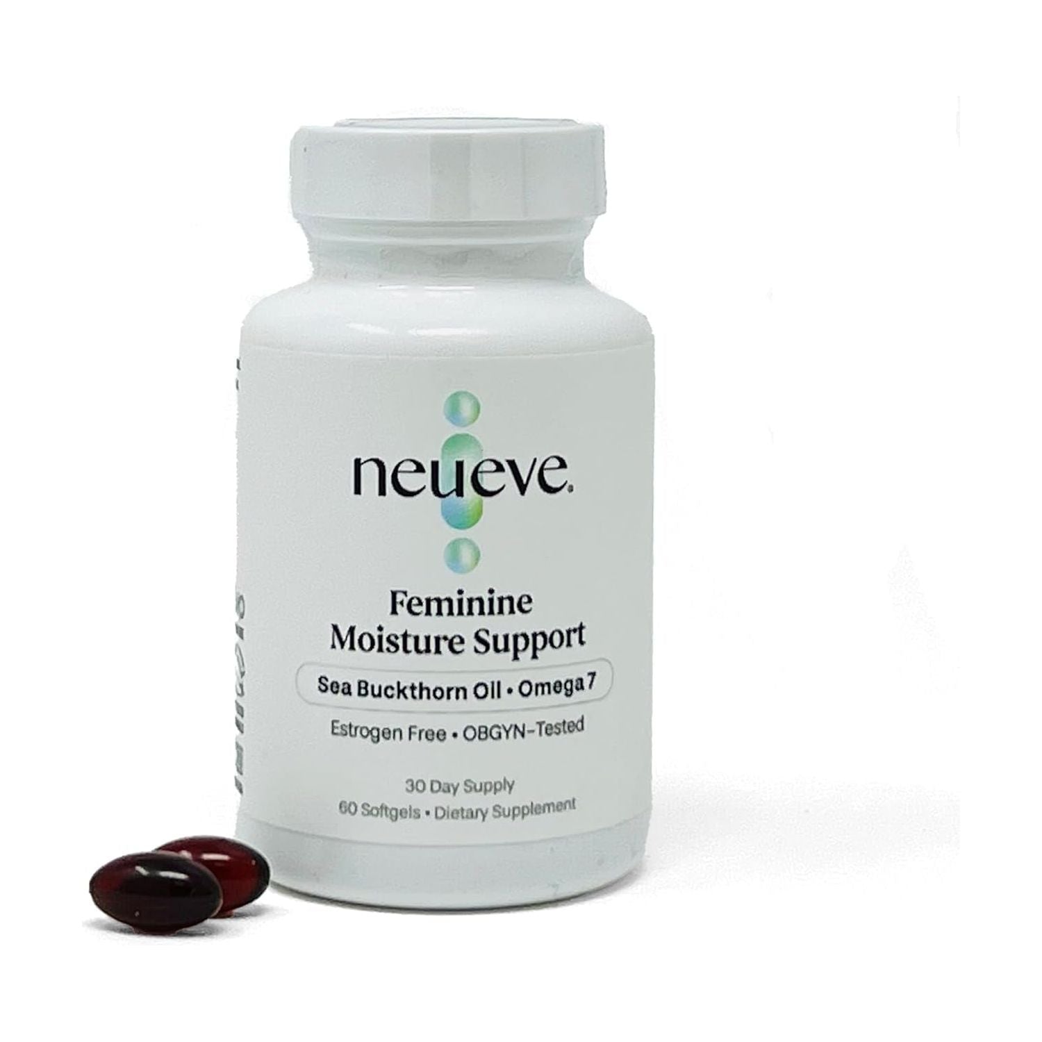 NeuEve Feminine Moisture Support Supplements 60 Softgels | Omega-7 Sea Buckthorn Oil for Vaginal Dryness Relief