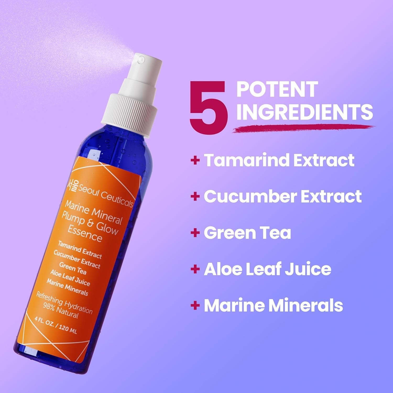 SeoulCeuticals Marine Mineral Plump & Glow Essence 120ml | Hydrating K-Beauty Essence with Aloe, Cucumber & Tamarind