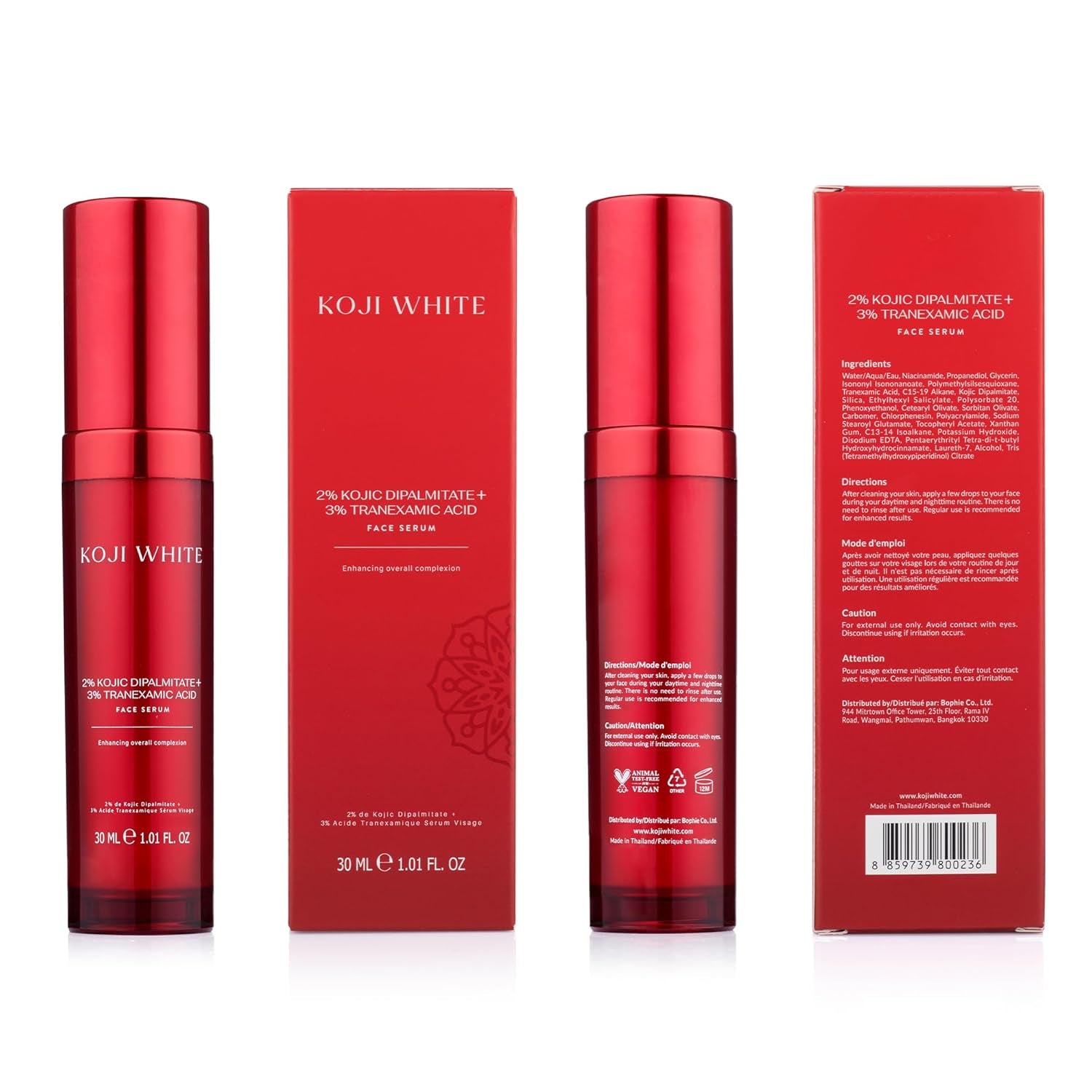 Koji White Kojic Dipalmitate + Tranexamic Acid Dark Spot Serum 30 ml | Brightens, Evens Skin Tone & Smooths Texture