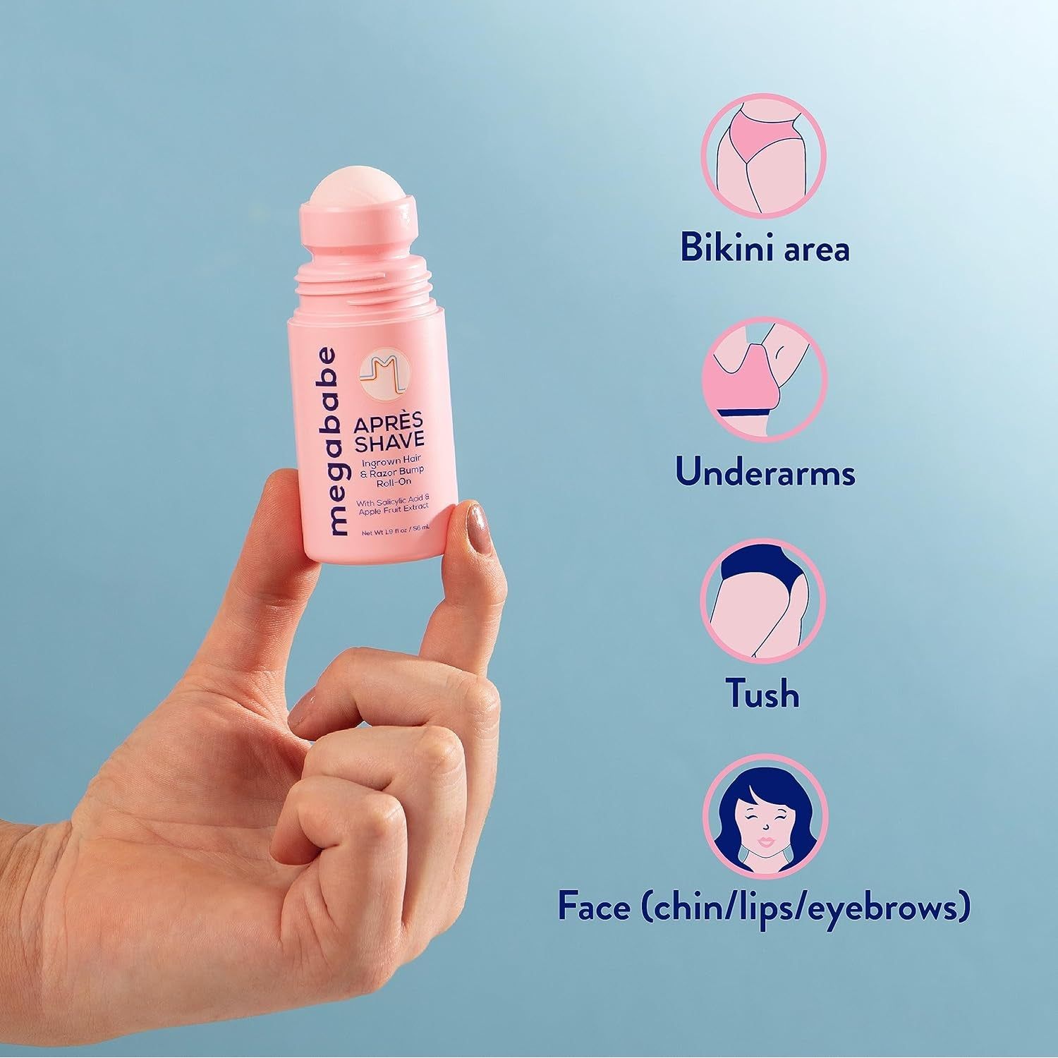 Megababe Après Shave Ingrown & Razor Bump Roll-On Solution 88ml | Award-Winning Ingrown Hair Treatment for Smooth, Bump-Free Skin