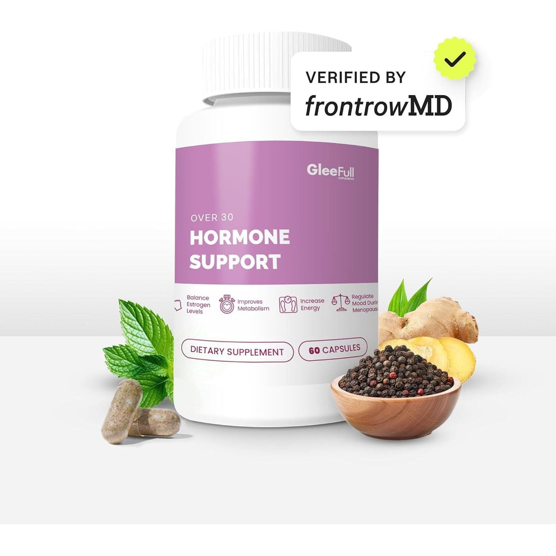 GleeFull Over 30 Hormone Support 60 Capsules | Natural Menopause & Hormonal Balance Support with Maca Root & Ashwagandha