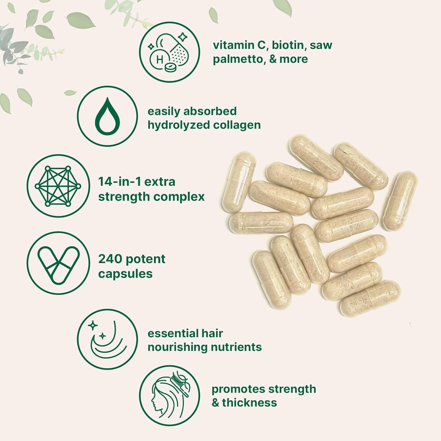 Micro Ingredients Hair Vitamins Complex – 240 Capsules | 14-in-1 Hair Growth Support Nourish your hair from the root  with the Micro Ingredients Hair Vitamins Complex.