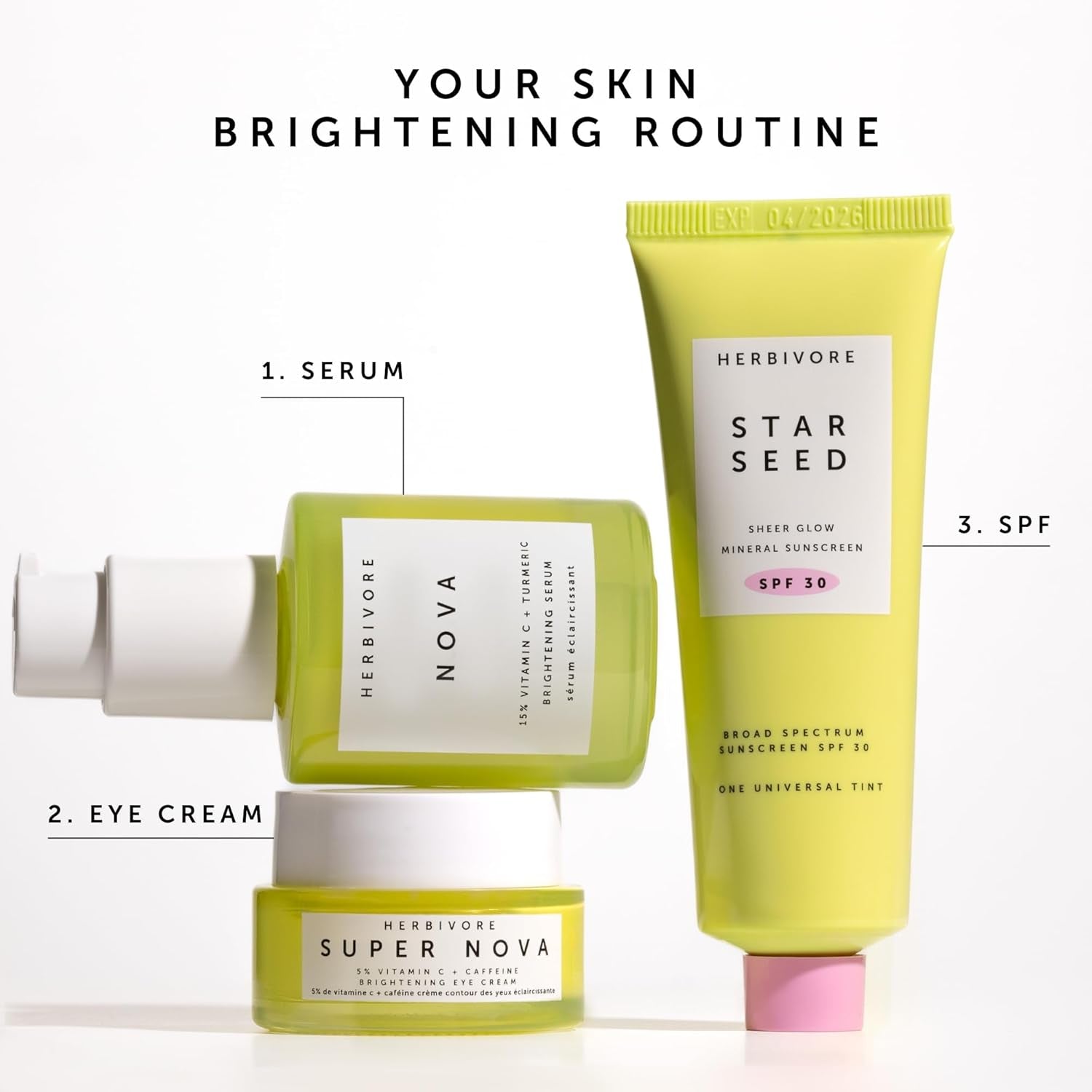 HERBIVORE Nova Brightening Serum – 30ml | Vitamin C + Turmeric for Radiant, Even-Toned Skin