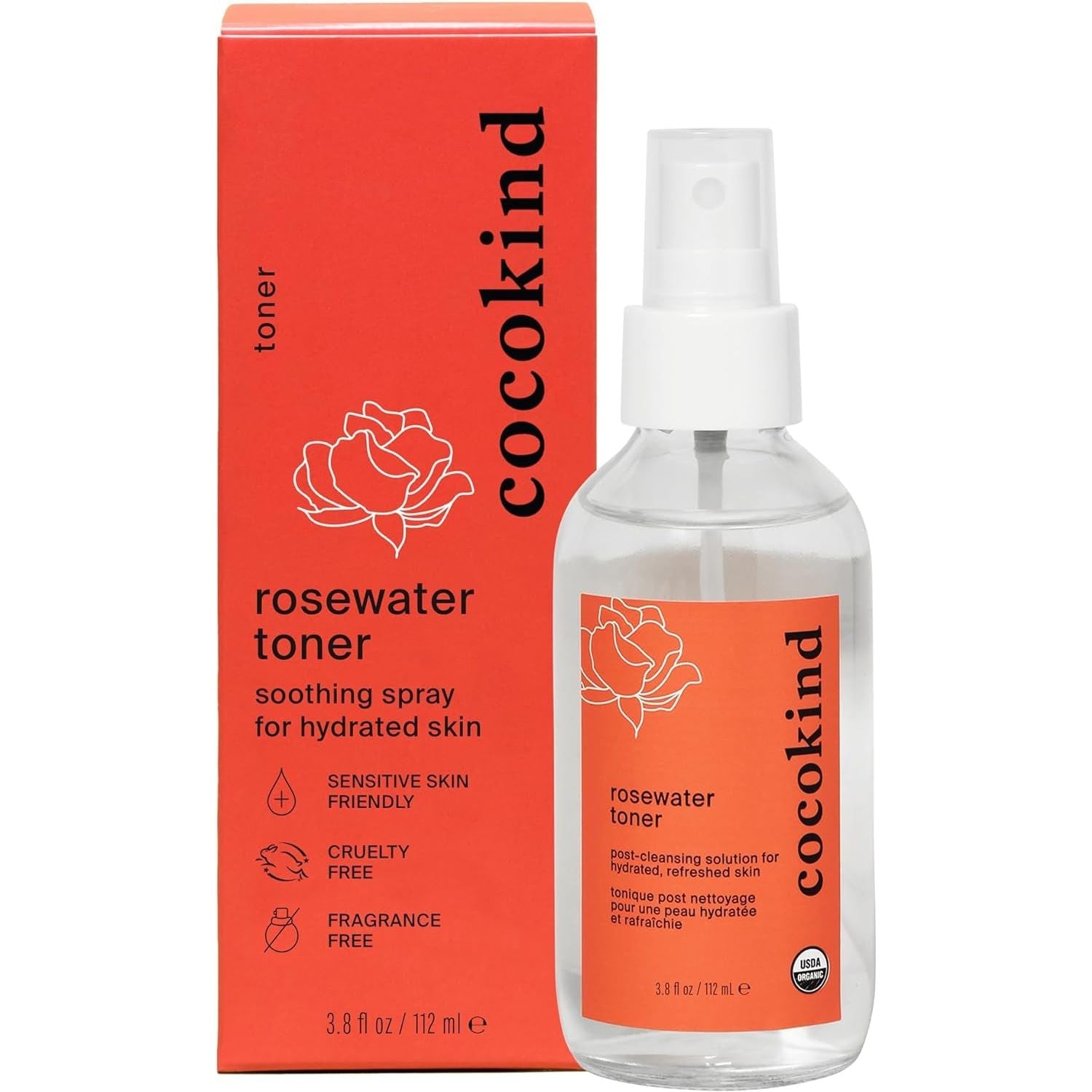 Cocokind Rosewater Toner - 112ml | Hydrating, pH-Balancing Mist for Face & Scalp