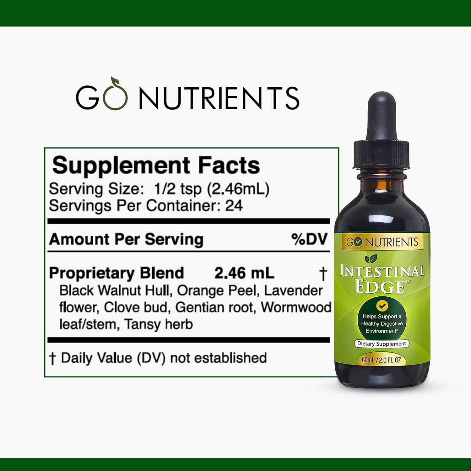 Go Nutrients 7-In-1 Intestinal Edge – 60ml | Herbal Gut & Parasite Cleanse with Wormwood, Clove & Black Walnut
