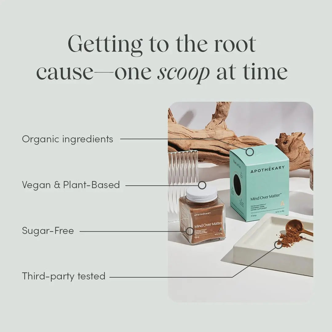 Apothékary Mind Over Matter Powdered Herbs – 60g (20 Servings) | Natural Brain-Boosting Mushroom Elixir for Focus & Clarity