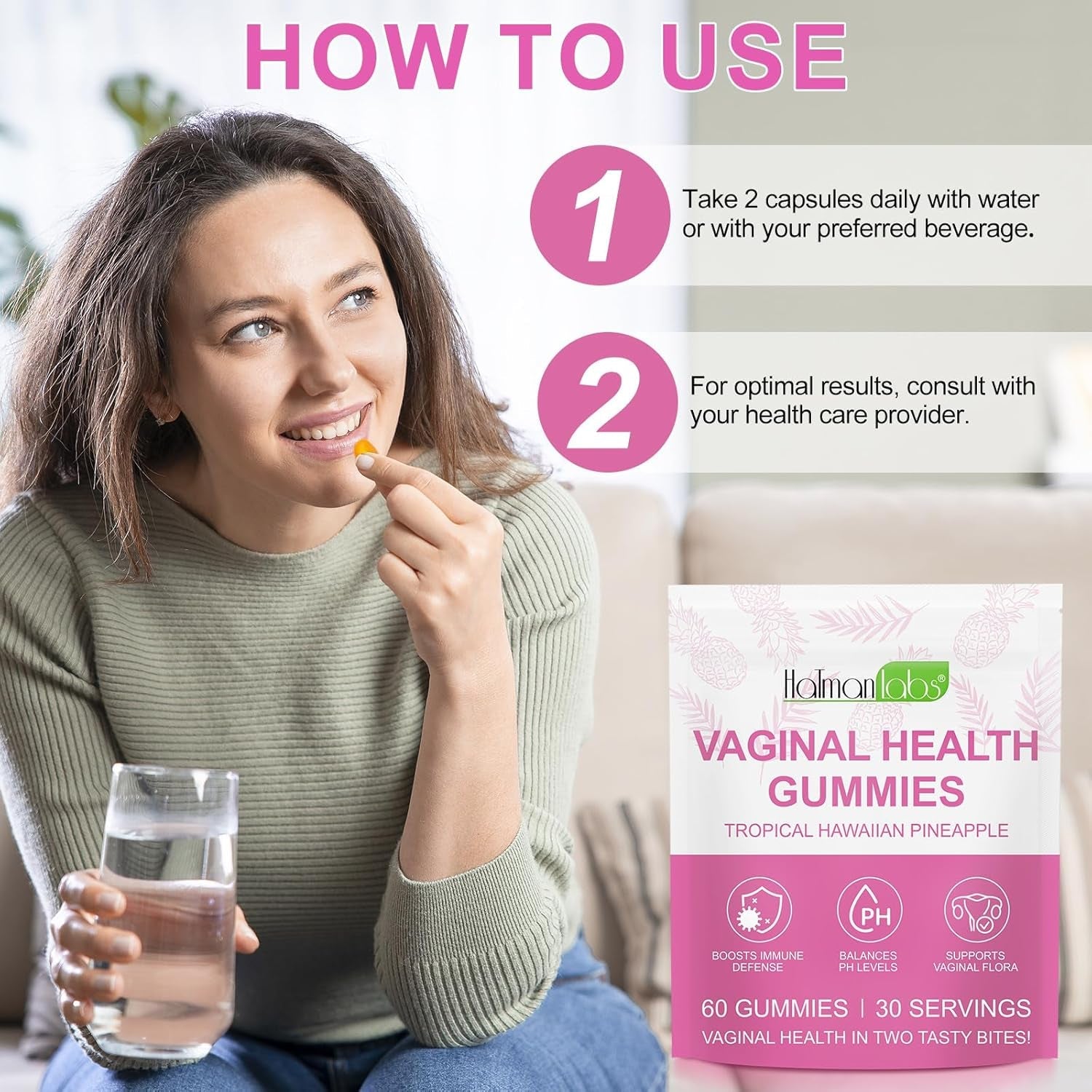 newseel Vaginal Health Gummies – 60 Gummies (30 Servings) | pH Balance, Odor Control & Immunity Support for Women