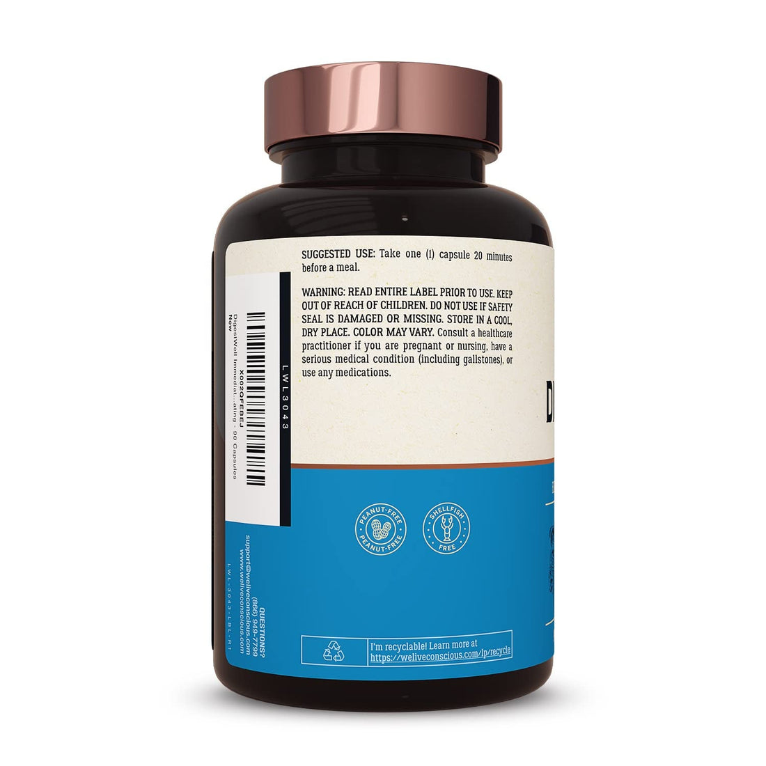 Live Conscious DigestWell 90 Capsules | Advanced Enzyme & Probiotic Blend for Gut Health, Gas & Bloating Relief